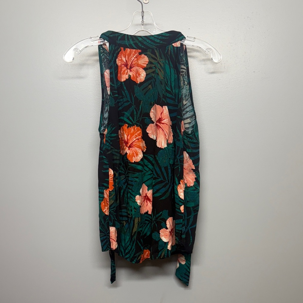 APRICOT Tropical Leaf Floral Sleeveless Tie Back Top